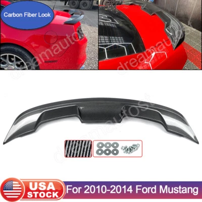 GT500 Style For 2010-2014 Ford Mustang Coupe Carbon Look Rear Trunk Spoiler Wing - Image 1 of 4