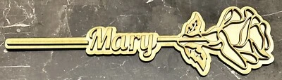 Personalizado Personalizado Flor Rosa Nombre Corte Láser Madera Artesanía Día de San Valentín Regalo Foto 1 de 4