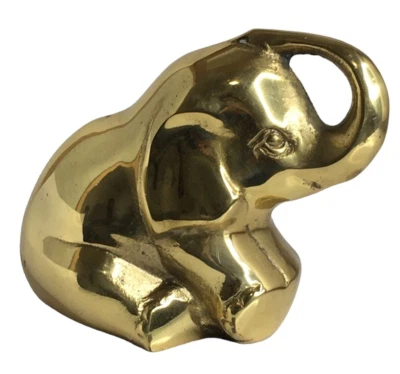 Brass Elephant Coin Bank Trunk Up - Image 1 of 4