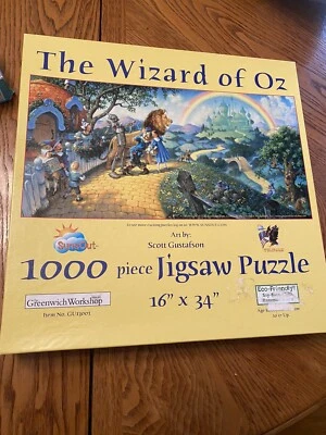 16" x 34" The Wizard of Oz Scott Gustafson 1000 Pc Sunsout Puzzle Complete/Used - Image 1 of 4