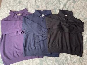 Lot of 3 Turnbury Extra Fine Merino Wool 3-Button Collared Sweater Large - Picture 1 of 4
