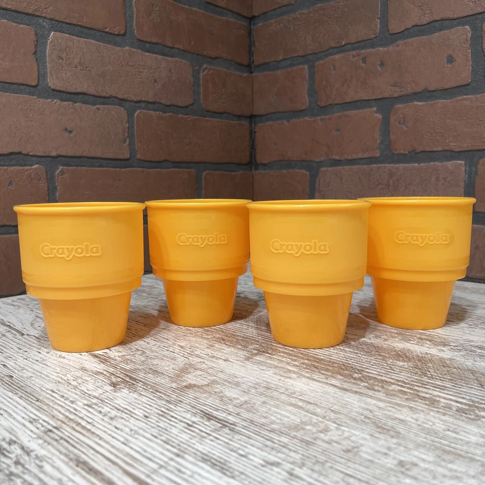 Crayola Cups 2007 Plastic Orange/Yellow #80051 Set of 4 Microwave Safe RARE! - Image 1 of 4