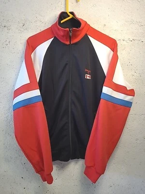 Chaqueta Tenis SPALDING Logo/Hoja de Arce Negra con Mangas Rojas Blancas y Azules Cremallera Completa Foto 1 de 4