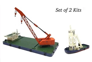 Buque grúa escala N y bote de 19 toneladas conjunto de 2 kits barcaza flotante barco - Imagen 1 de 12