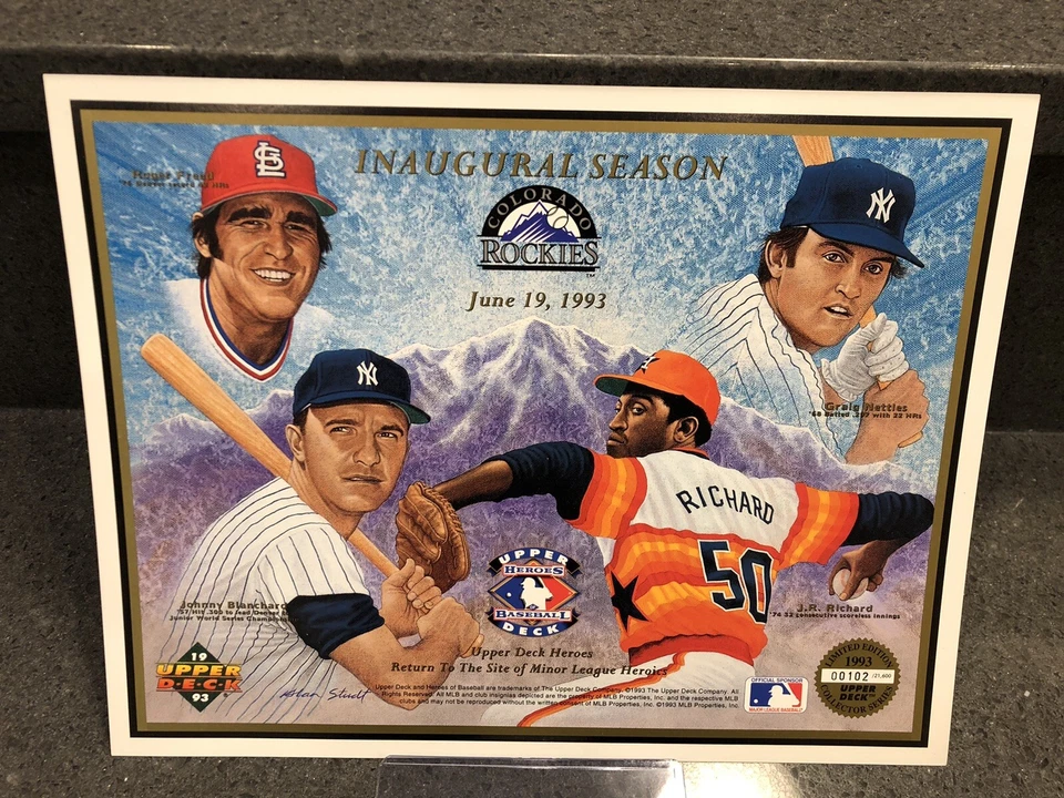 Hoja promocional de la temporada inaugural Colorado Rockies 1993 cubierta superior #/21.600 Foto 1 de 1