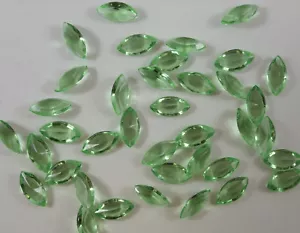 36 Vintage Peridot Green Faceted Navette 10x5mm Glass Rhinestones Germany A5-4C - Picture 1 of 5