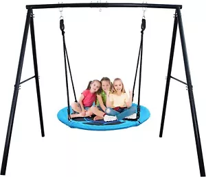440lbs Heavy Duty Metal A-Frame Swing Set 40" Saucer Swing Kids Backyard Playset - Picture 1 of 10