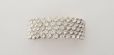 Rhinestone Crystal Barrette Ponytail Holder Wedding Formal Silvertone Bling - Image 1 of 4
