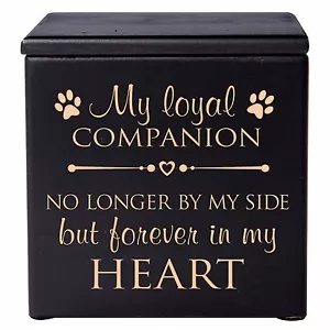 Wooden Memorial Cremation Urn Box For Pet Ashes 3.5 in - My Loyal Companion - Picture 1 of 21