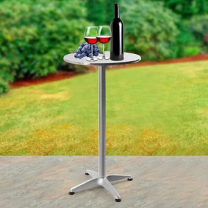 Bar Height Dining Table Pub Round Tall Folding Indoor/Outdoor Patio Metal Party - Picture 1 of 19