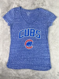 Chicago Cubs Soft As A Grape MLB Women's V- Neck Logo T-Shirt - Picture 1 of 9