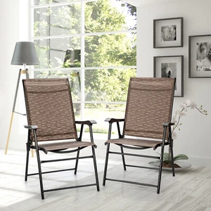 Patiojoy 2PCS Outdoor Camping Patio Folding Chair Portable Lawn Garden W/Armrest - Picture 1 of 8