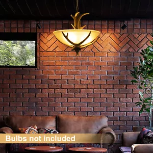 Modern 3-Light Rustic Pendant Resin Antler Chandelier Light Ceiling Lamp Fixture - Picture 1 of 14