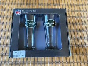 NFL New York Jets Football Beer Glasses Drinkware Collectible Set - Picture 1 of 5