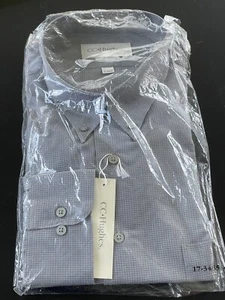CC Hughes Long Sleeve Button Dress Shirt Gray Checked 17 34/35 New NWT - Picture 1 of 4