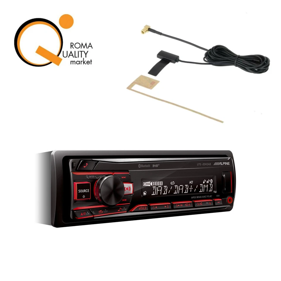 AUTORADIO ALPINE UTE 204 DAB USB AUX BT DAB+ Antenna inclusa 4x50 W Auto Radio - Immagine 1 di 3