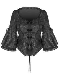 Punk Rave Womens Gothic Renaissance Short Jacket Black Jacquard Lace Regency VTG - Picture 1 of 12