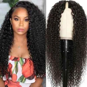 Peluca rizada parte U V cabello humano brasileño sin dejar fuera peluca sin pegamento para mujeres - Imagen 1 de 12