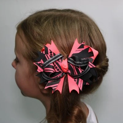 Cinta 100 % americana hecha a mano pinza para el cabello moño niñas hogar libre de humo 1884 Foto 1 de 3