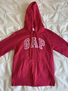 GAP Hot Pink Zip Up Hoodie Spell Out Logo Size XS Extra Small - Picture 1 of 9