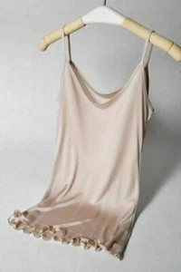 Damen Sexy reine Seide Unterhemd Trägerhemd Top Spaghetti weich weiß . - Bild 1 von 14