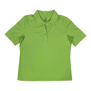 Izod Performx Womens Pique Golf Polo Shirt L Green Regular Pullover Short Sleeve - Picture 1 of 13