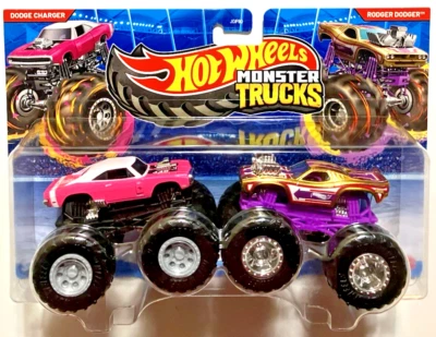 Monster Trucks Hot Wheels ~ 2025 ~ Dodge Charger vs Rodger Dodger ~ Paquete de 2 ~ NUEVO Foto 1 de 4