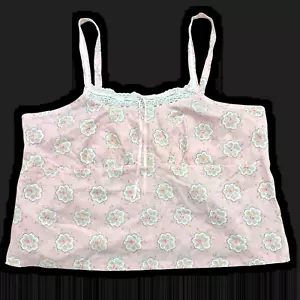 Laura Ashley Cami Babydoll Strappy XL Floral Lace Ribbon Coquette Y2K Crop NWT - Picture 1 of 7