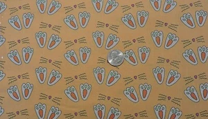 100% Cotton Fabric Andover -  Bunny Feet on Creamsicle Orange - By the Yard - Picture 1 of 3