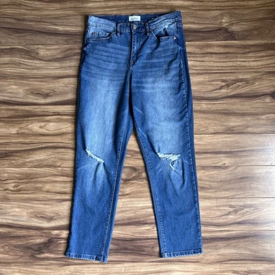 Nicole Miller Jeans Womens 8 Blue Soho High Rise Slim Straight Distressed Denim - Image 1 of 4