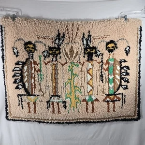 Alfombra Gancho Pestillo Indio Nativo Americano Acabada para Colgar en la Pared 40" x 30" Tribal - Imagen 1 de 9