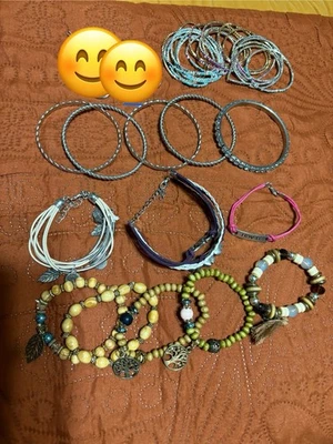 Lot of 25+ Bracelet Sets Mixed Metal, Beads Wood, Bangles - Stackable Statement - Image 1 of 4