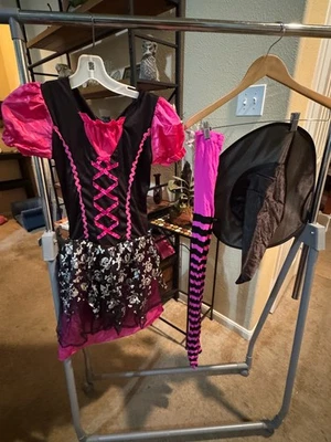 Disfraz de bruja gótica cosplay Halloween, conjunto de 3 piezas (vestido, leggings, sombrero) - niñas Foto 1 de 4