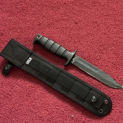 Cuchillo de hoja fija negro con funda Ontario USA Spec Plus Marine SP-1 12" de colección Foto 1 de 4