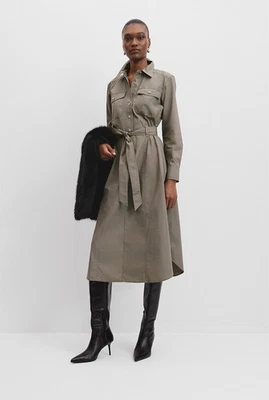 New COUNTRY ROAD belted Cotton  Midi Dress [14 L] Dove Brown, R$229 COUNTRY ROAD - image 1 of 4