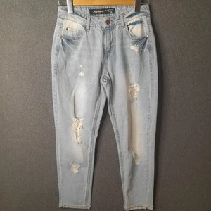 JAY JAYS Womens cropped boyfriend jeans Size 6 light blue wash distressed cotton - Picture 1 of 19
