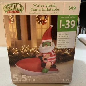 5.5 ft Christmas Santa Claus Water Sleigh Lighted Airblown Inflatable Yard Decor - Picture 1 of 4