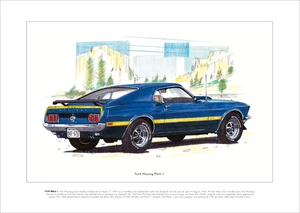 Fine Art Print mit Darstellung eines Ford Mustang Mach I - A3 Größe - 1968 Sportdach Karosserie - Bild 1 von 1