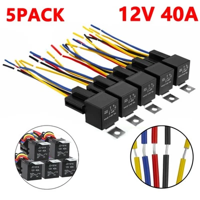 PACK de 5 interruptores de relé enchufe de arnés de 5 pines 12VDC 40A impermeable automóvil SPDT Foto 1 de 4