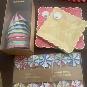 Meri Meri Multi Color  Party Supplies New  birthday plates hats and toppers - Picture 1 of 7