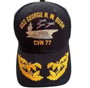 The Corps USS George H W Bush CVN 77 Logo Blue Baseball Cap Hat One Size Strap - Picture 1 of 13