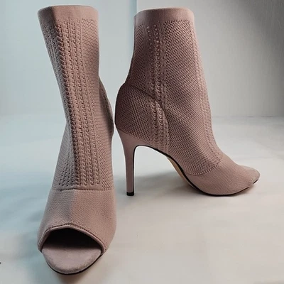 Calcetín Catherine Malandrino punta abierta tacón alto punto aguja botín EE. UU. 8,5 rosa Foto 1 de 4