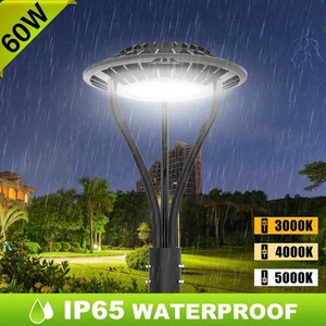 60W LED Post Top Lights Outdoor Street Yard Garden Area Light 3000K/4000K/5000K - Picture 1 of 13