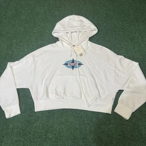 Levi’s SilverTab Women’s Cropped Hoodie M White Logo Pullover NWT Retro Style - Picture 1 of 11