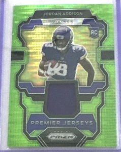 Jordan Addison RC Patch 2023 Panini Prizm Premier Jerseys Green Pulsar #PJ-JA - Picture 1 of 2