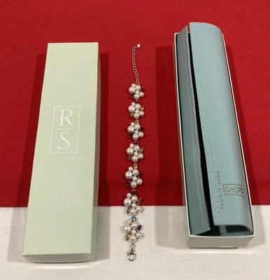 ROSS SIMONS 925 Sterling Silver MULTI GEMSTONE & Pearl Adjustable Bracelet NEW - Image 1 of 4