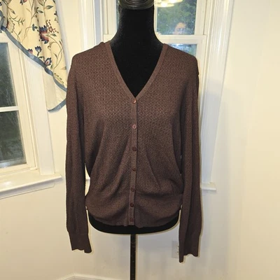 Cárdigan para mujer Nine & Co talla grande suéter con botones marrón Foto 1 de 4