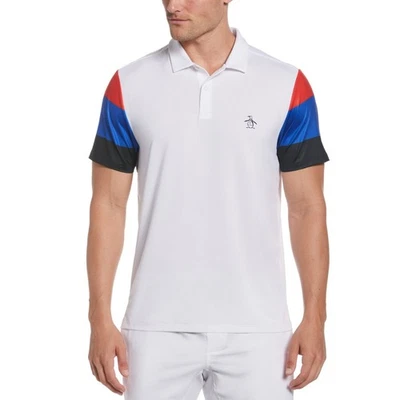MSRP $80 Original Penguin Men’s L White Tennis Shirt Color Block Red Blue Black - Image 1 of 4