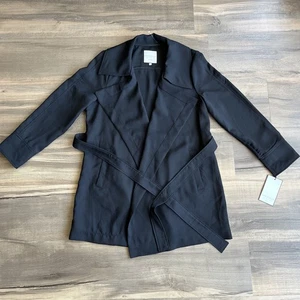 Bagatelle Belted Draped Trench Coat Black Large New  - Picture 1 of 15