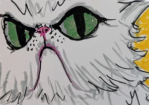 Pintura de gato ACEO original cara persa arte popular contemporáneo por Josh Merritt - Imagen 1 de 1